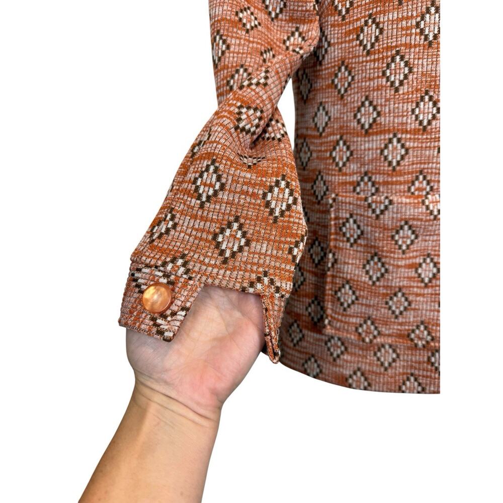 Vintage Koko Jacket Womens Medium Orange Brown Knit Geometric Retro 70s - Picture 4 of 14